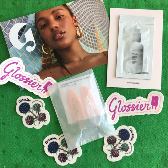 Glossier Accessories - Glossier hair clips with sample & cards